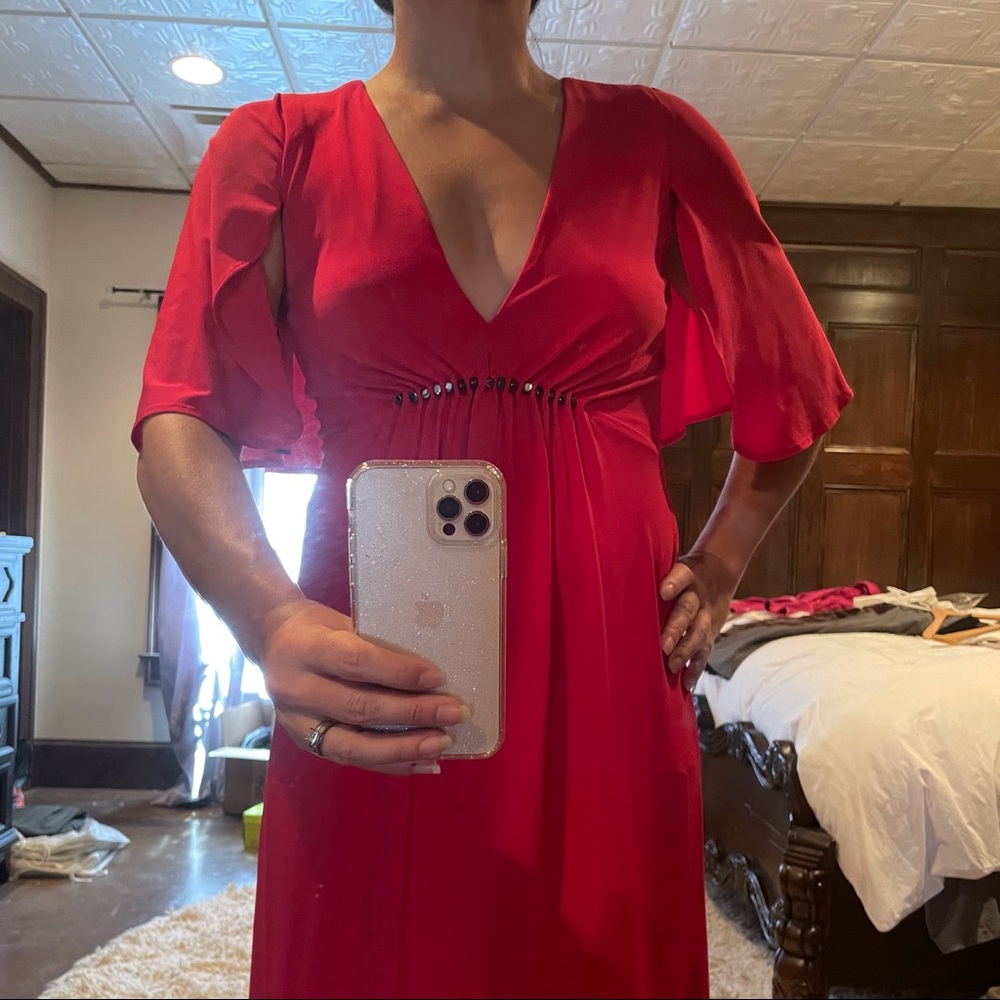 NWT Red Halston Heritage A-line gown, small - Picture 7 of 8